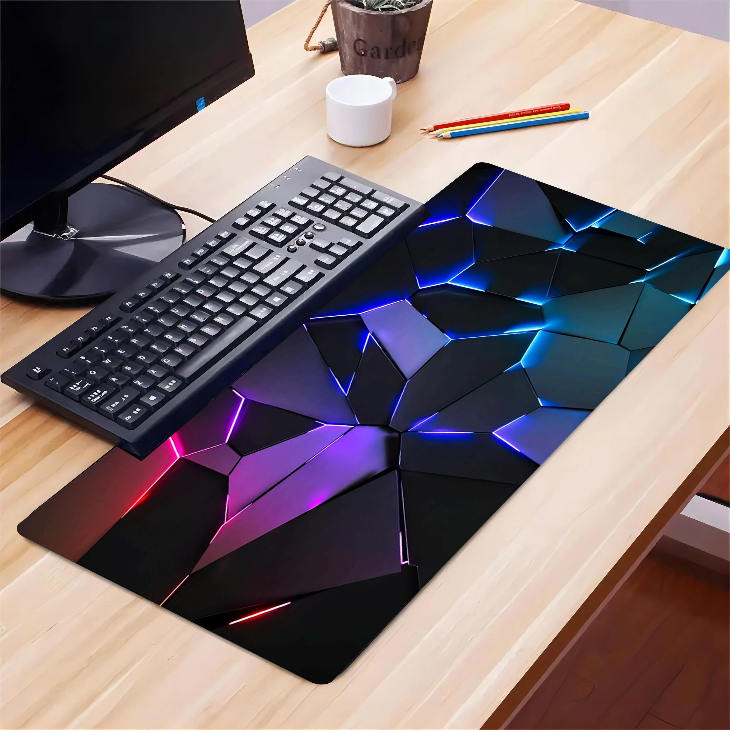 

Горячая распродажа: Увеличенный игровой коврик для мыши из разбитого стекла, водостойкий, для офиса и игр