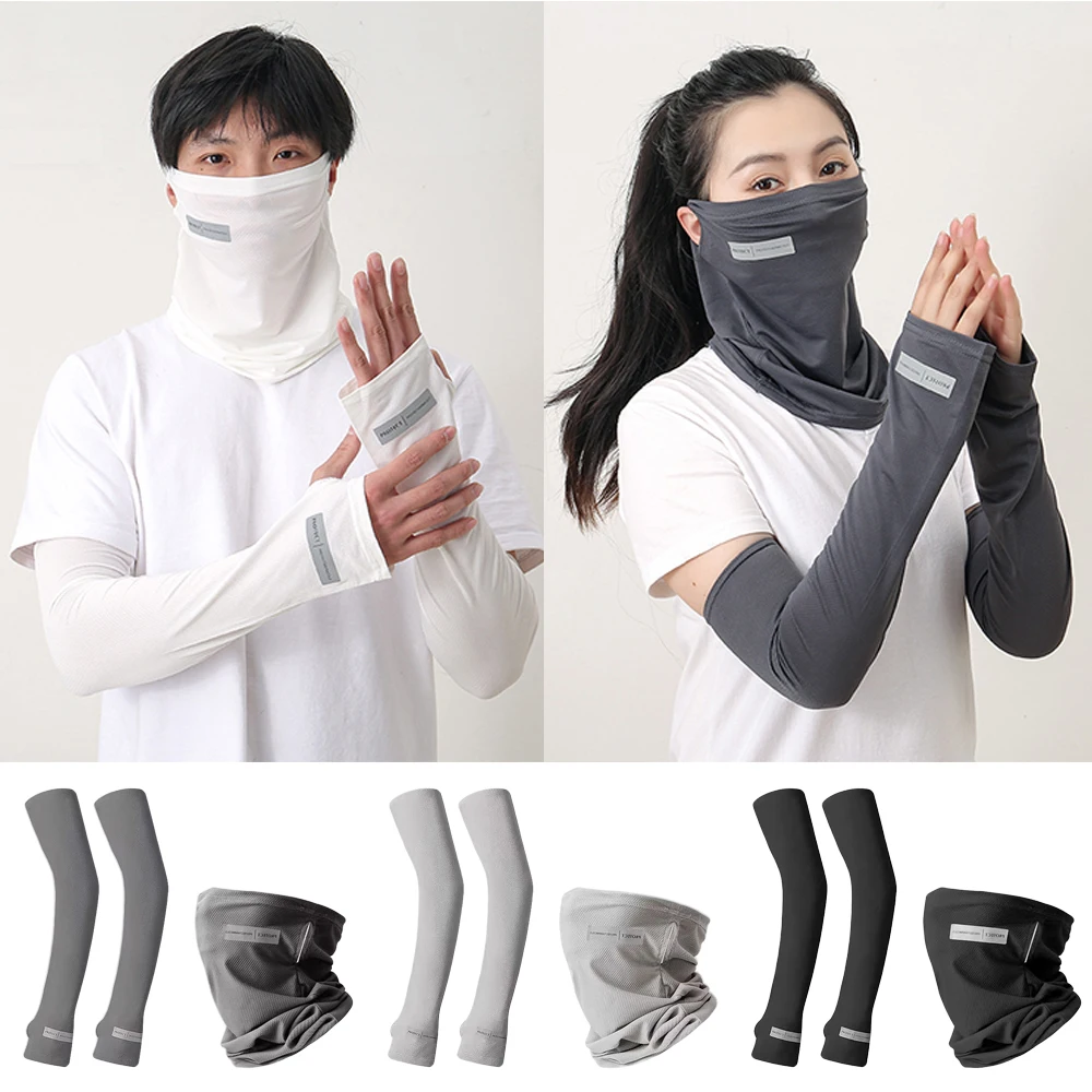 Manches fines de protection solaire pour l\'extérieur, masque de protection UV, couvre-visage, cou rond, gants de conduite, écharpes, manchon de