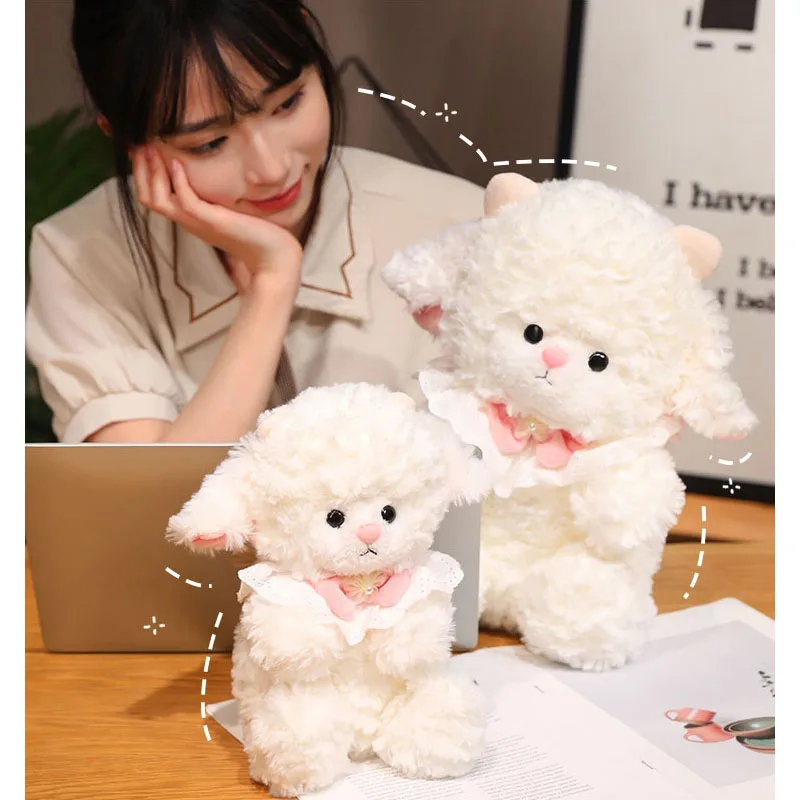 

25cm Cute Cartoon Birthday Hat Princess Sheep Fluffy Simulation Lamb Plush Toy Cute Animal Fluffty Doll Birthday Gift