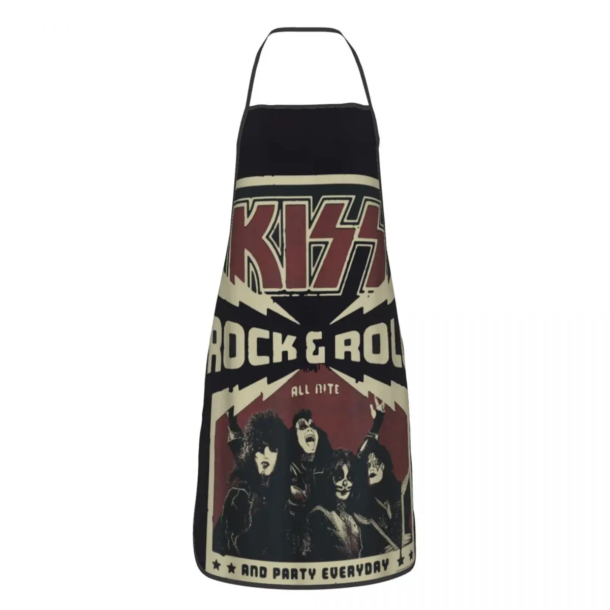 Bib KISS Rock & Roll All Nite Party Everyday Apron for Men Women Unisex Adult Chef Kitchen Cooking Tablier Cuisine Gardening