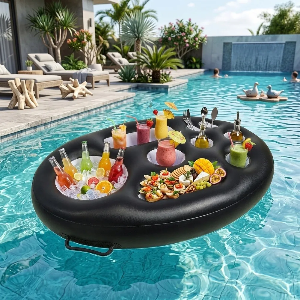 Inflatable Drink Holder Food Tray PVC Floating Ice Bar For Pool Party Beach Outdoor Swimming Accessories