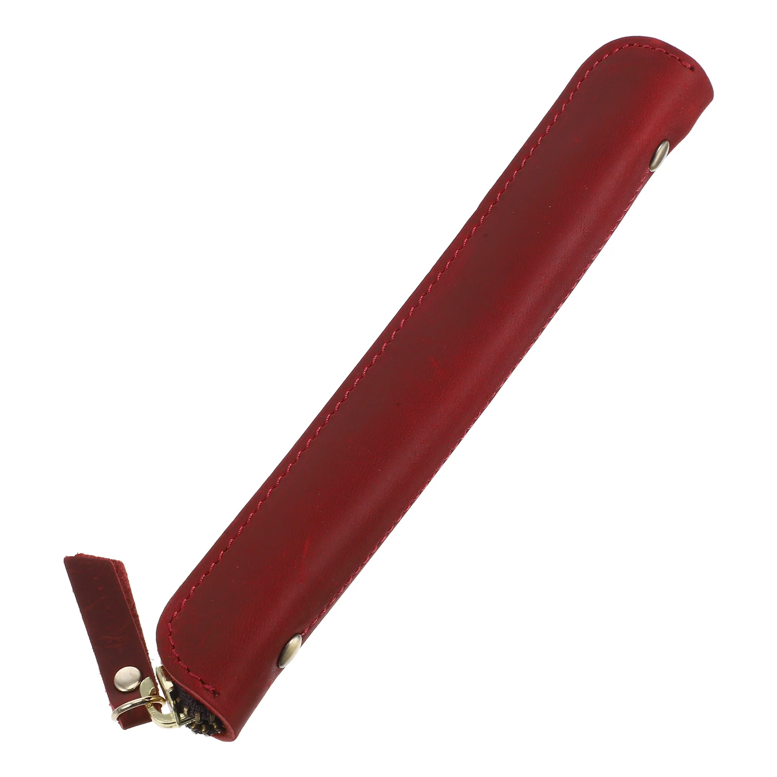 

Pen Pouch Handmade Genuine Zipper Case Holder Single Pencil Bag Office College Writing Organizer
