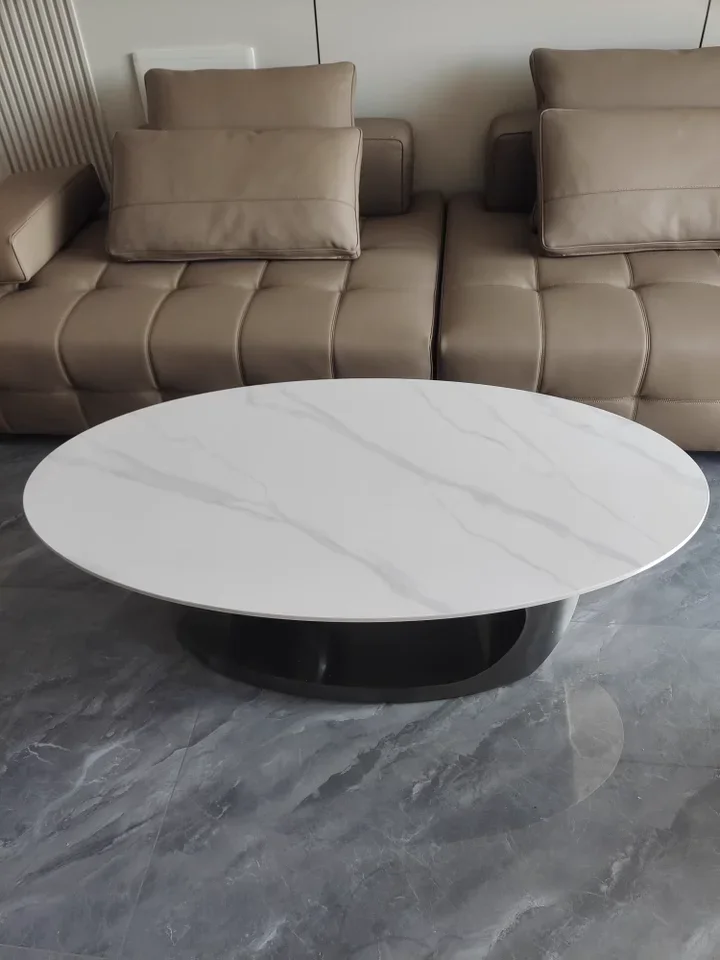 Design Modern Oval Rock Slab Coffee Table Luxury For Living Room