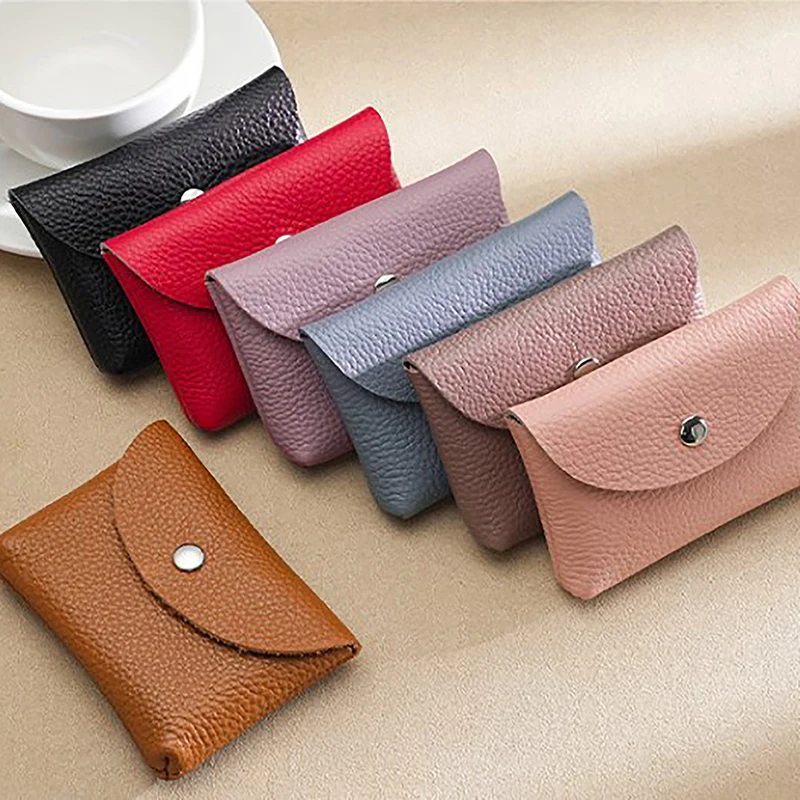 Cowhide Women's Small Purses Fashion Female Short Coin Wallets Pouch Handbag For Girls Card Holder Money Bag