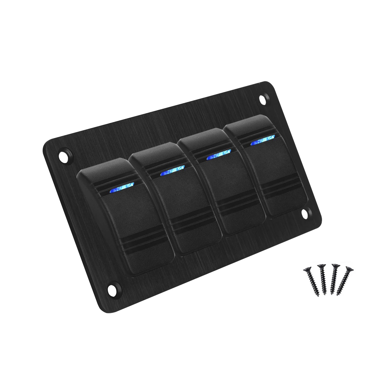 4 عصابة الألومنيوم الروك التبديل لوحة 3 دبوس SPST ON/OFF قبل السلكية 12 فولت 20A / 24 فولت 10A مع 1 ضوء ل البحرية قارب سيارة ATV UTV