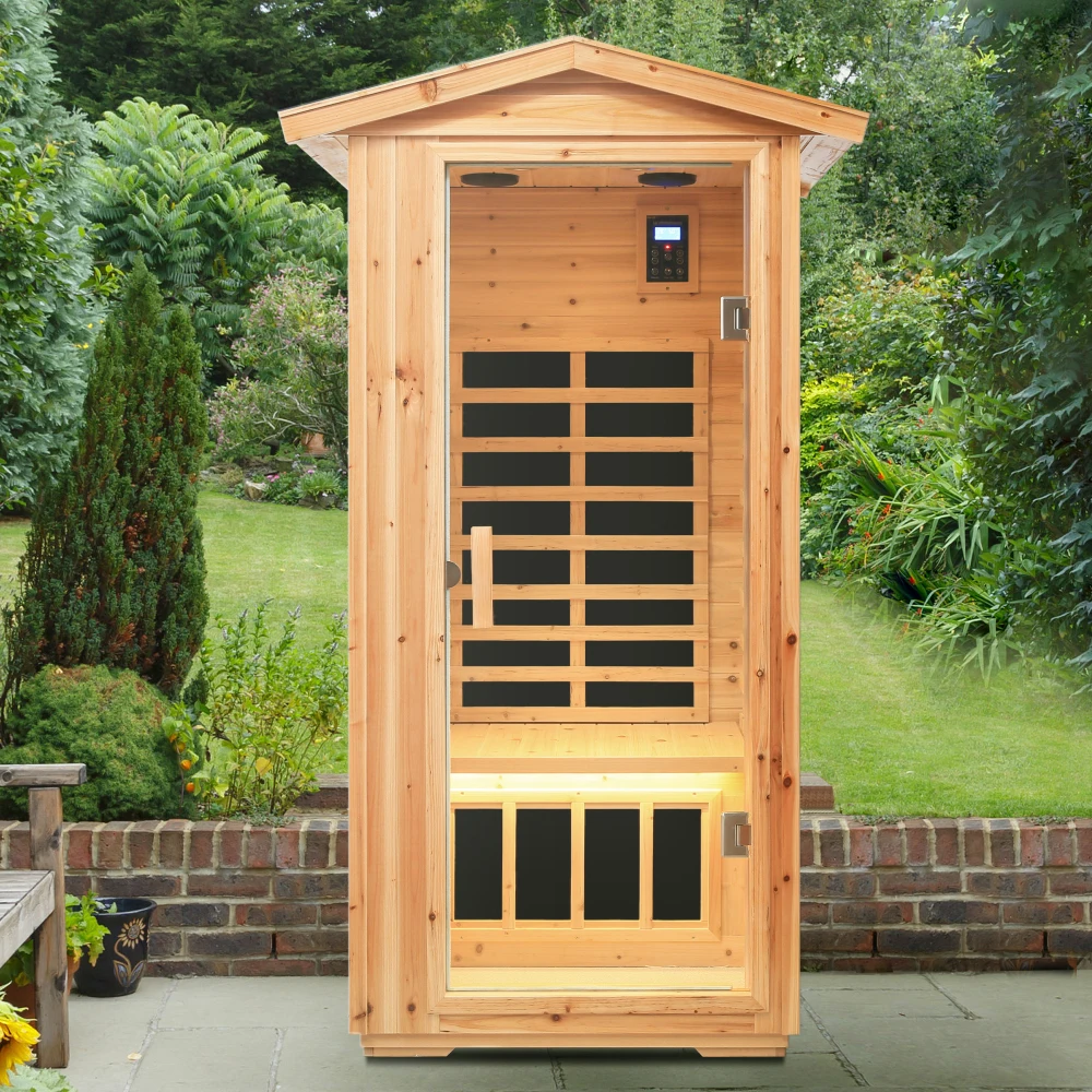 

Relaxing One-Person Far Infrared Outdoor Sauna Room with Bluetooth Audio and Colorful LED Lights