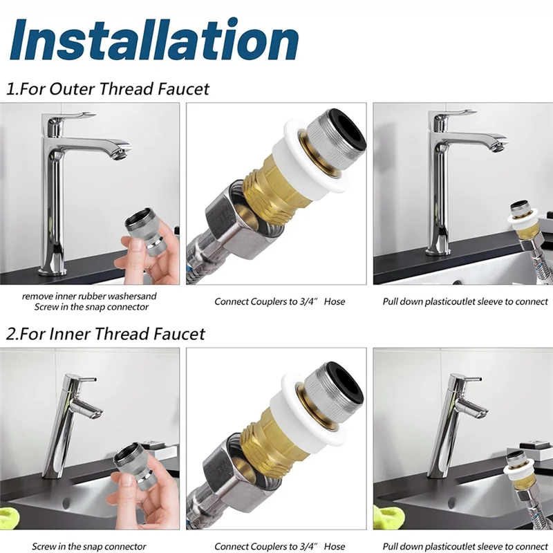 

B08B-For Sink Faucet Adapter Dishwasher Snap Coupling Adapters 15/16''-27M Or 55/64''-27F X 3/4'' GHTM