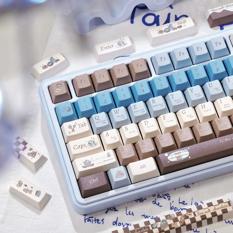 Sea Salt Chocolate Theme Keycaps Set Customized Cherry Profile PBT Sublimation Keyboard Cap for Mechanical Keyboard Accessories