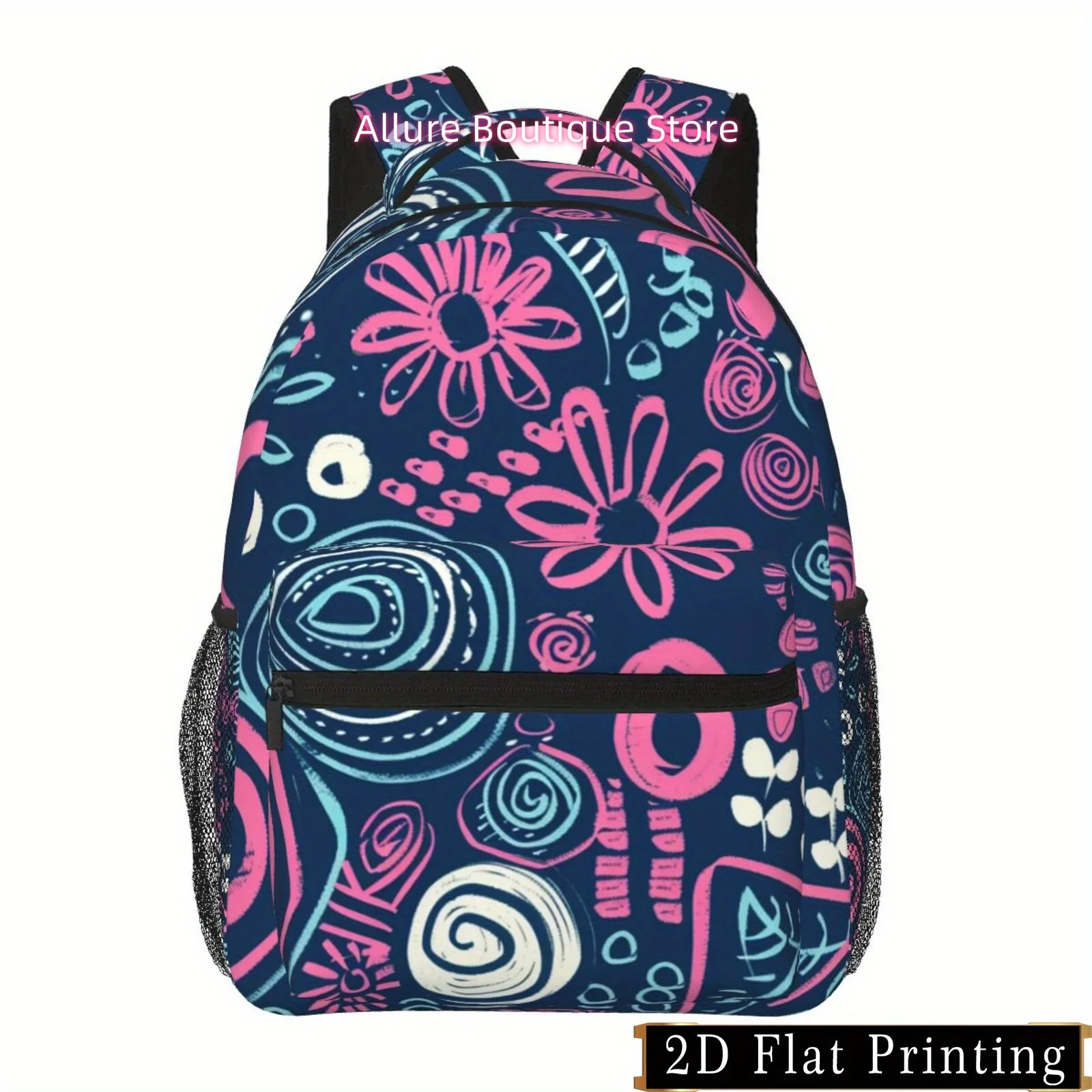 Colorful floral print design, shoulder and waist protection backpack, fashionable iPad laptop bag with large capacity, multi-com