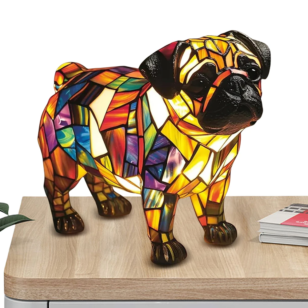 

Dog Lamp Cute Pet Dogs Themed LED Table Lamps Resin Desk Accent Vintage Night Light Animals Sculpture Fun Gift for Dog Lovers