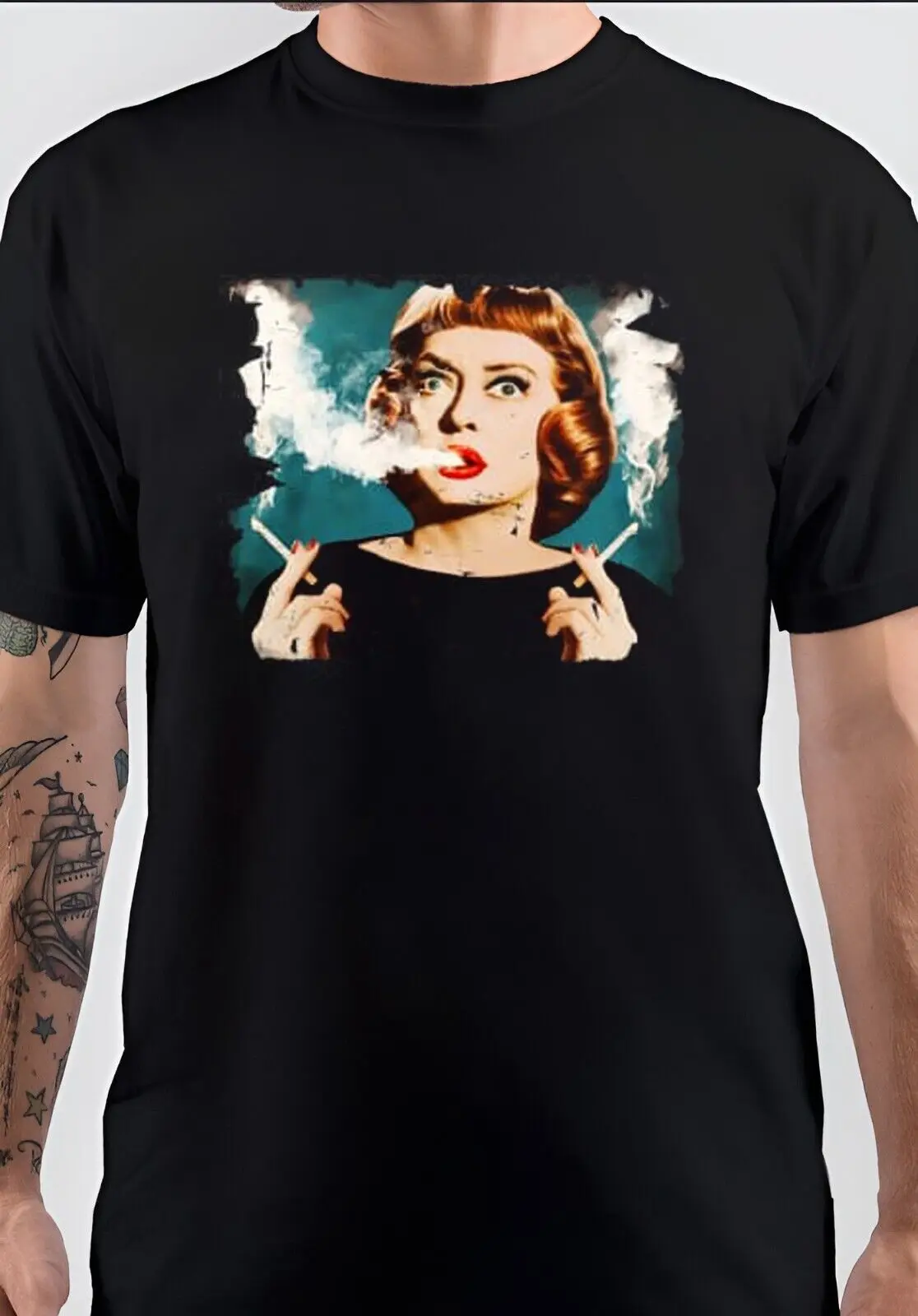 NWT Bette Davis полностью курительная футболка унисекс с длинным или коротким рукавом