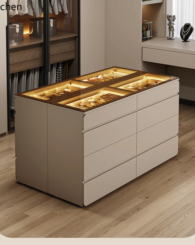 HT clothing store storage bucket with light simple drawer ultra-thin jewelry storage cabinet