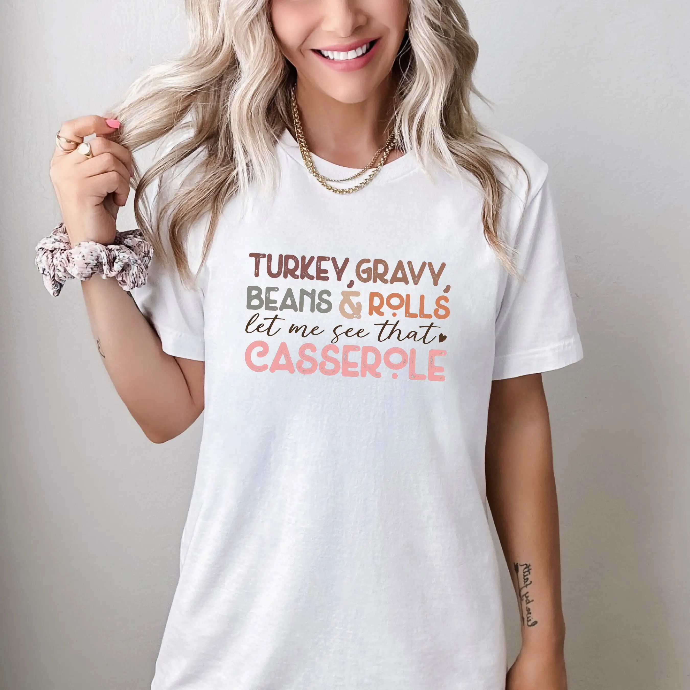 Turkey Gravy Beans And Rolls Let Me See That Casserole T Shirt Thanksgiving Womens Fall Funny Season T1