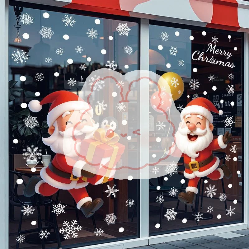 Christmas Static Window Stickers 12 Sheets No Residue Snowflake Santa Decals for Xmas Home Glass Window Holiday Decor