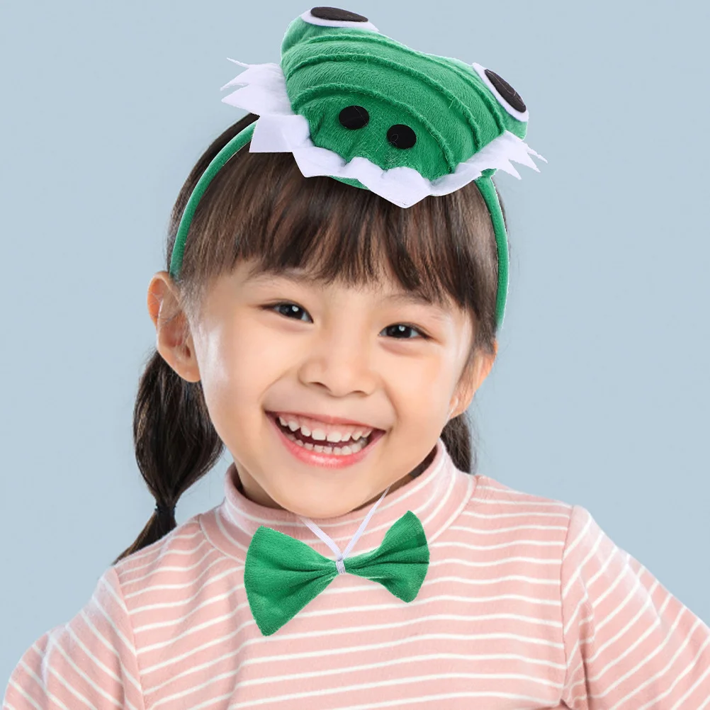 1 set di costumi con fascia in coccodrillo, guanti con papillon a coda carina, forniture per feste cosplay per le vacanze, accessori per animali di Halloween