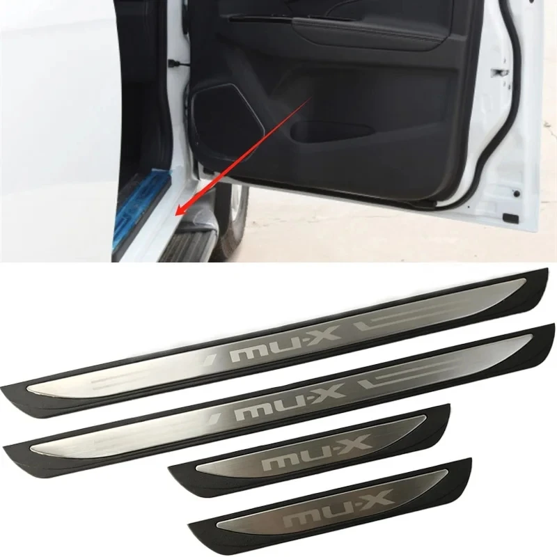 4Pcs/Lot ABS Stainless Steel For 2015-2022 ISUZU MU-X Door Sill Pedal Welcome Scuff Plate Decoration Cover