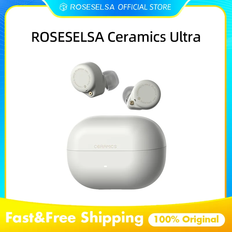Image of ROSESELSA Ceramics Ultra Kabellose Ohrhörer 50dB Hybrid ANC HiFi-Kopfhörer LHDC LDAC 4-Mikrofon KI-Geräuschunterdrückung 40H Akkulaufzeit