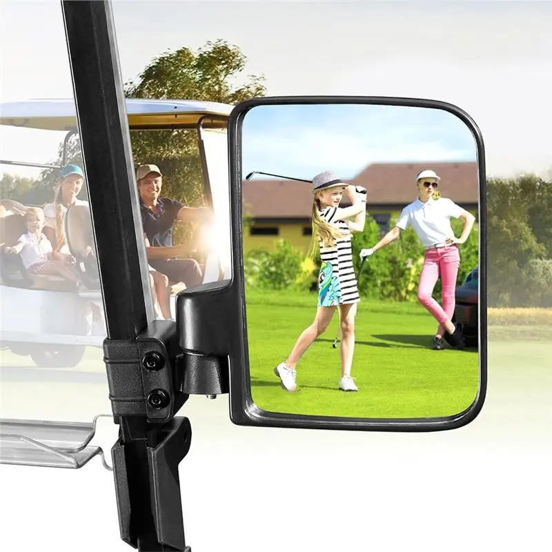 NALFI-Fits Most Common Golf Carts-Wide-Angle View-Adjustable Convex Side Mirror, No Drills Required