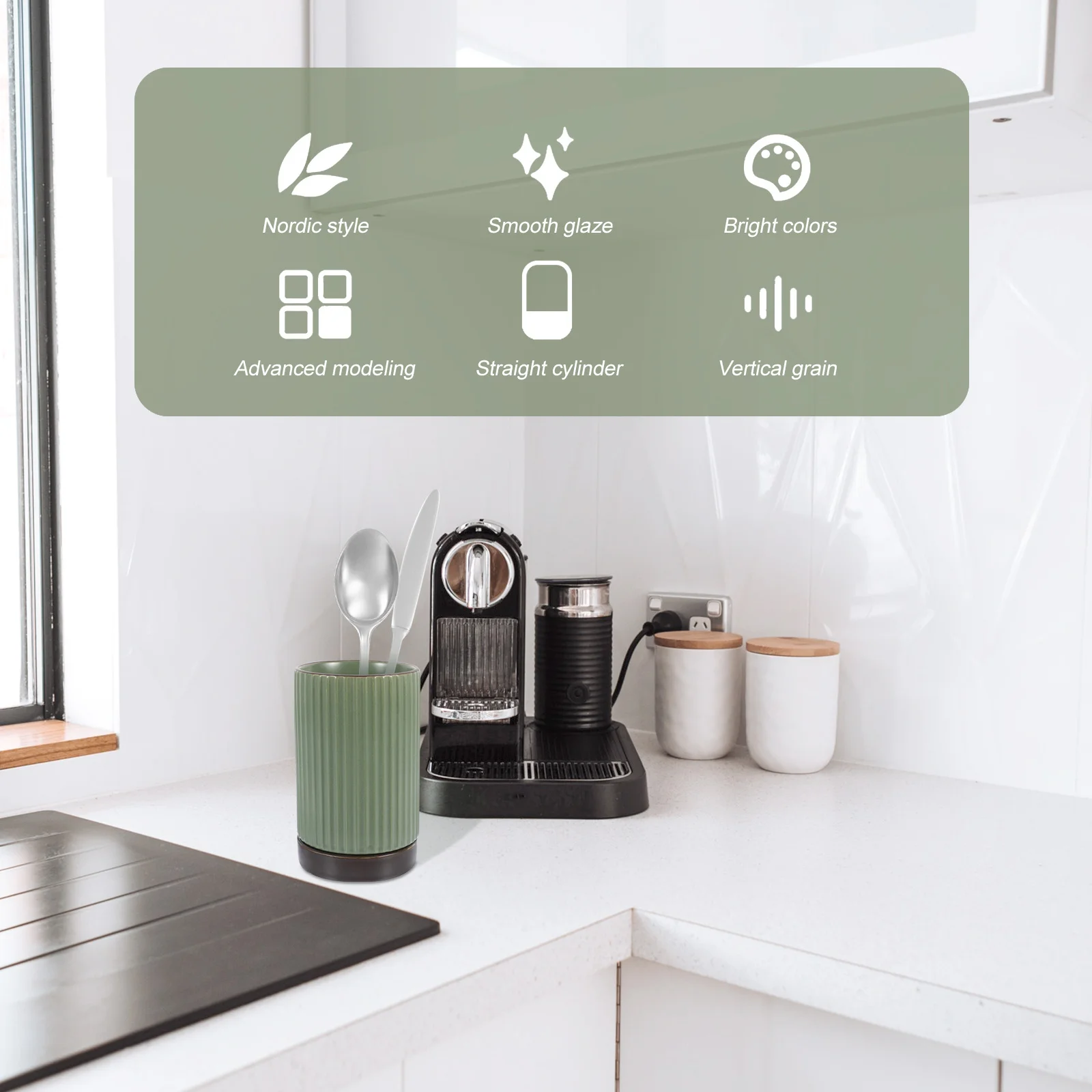 

Household Ceramic Chopsticks Holder Multi-Function Utensil Organizer Convenient Spoon Fork Cutlery Storage Chopsticks Holder