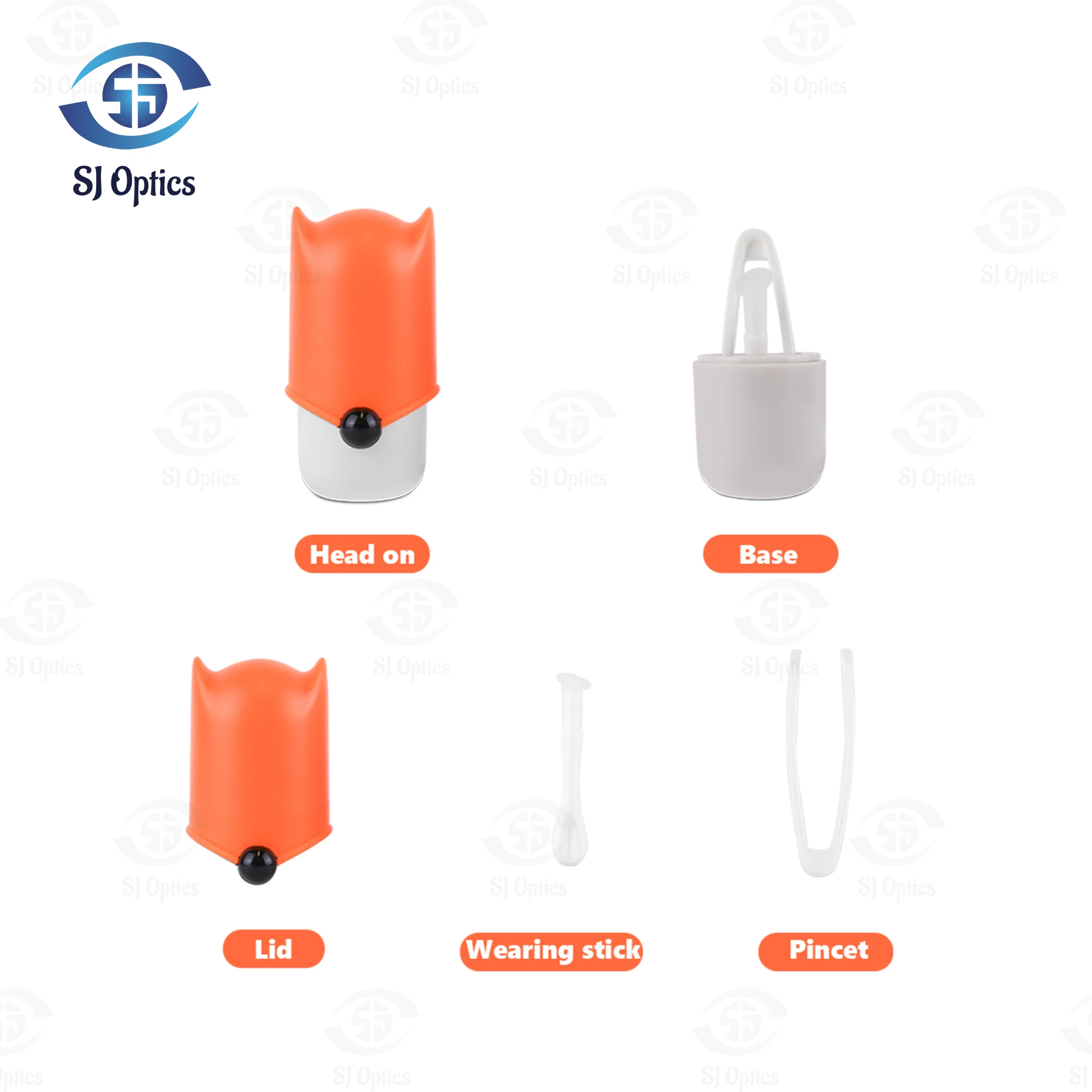 Mini Portable Contact Lens Case para Viagem, Lentes oculares, Fox Head, Laranja Rosa Azul Cor