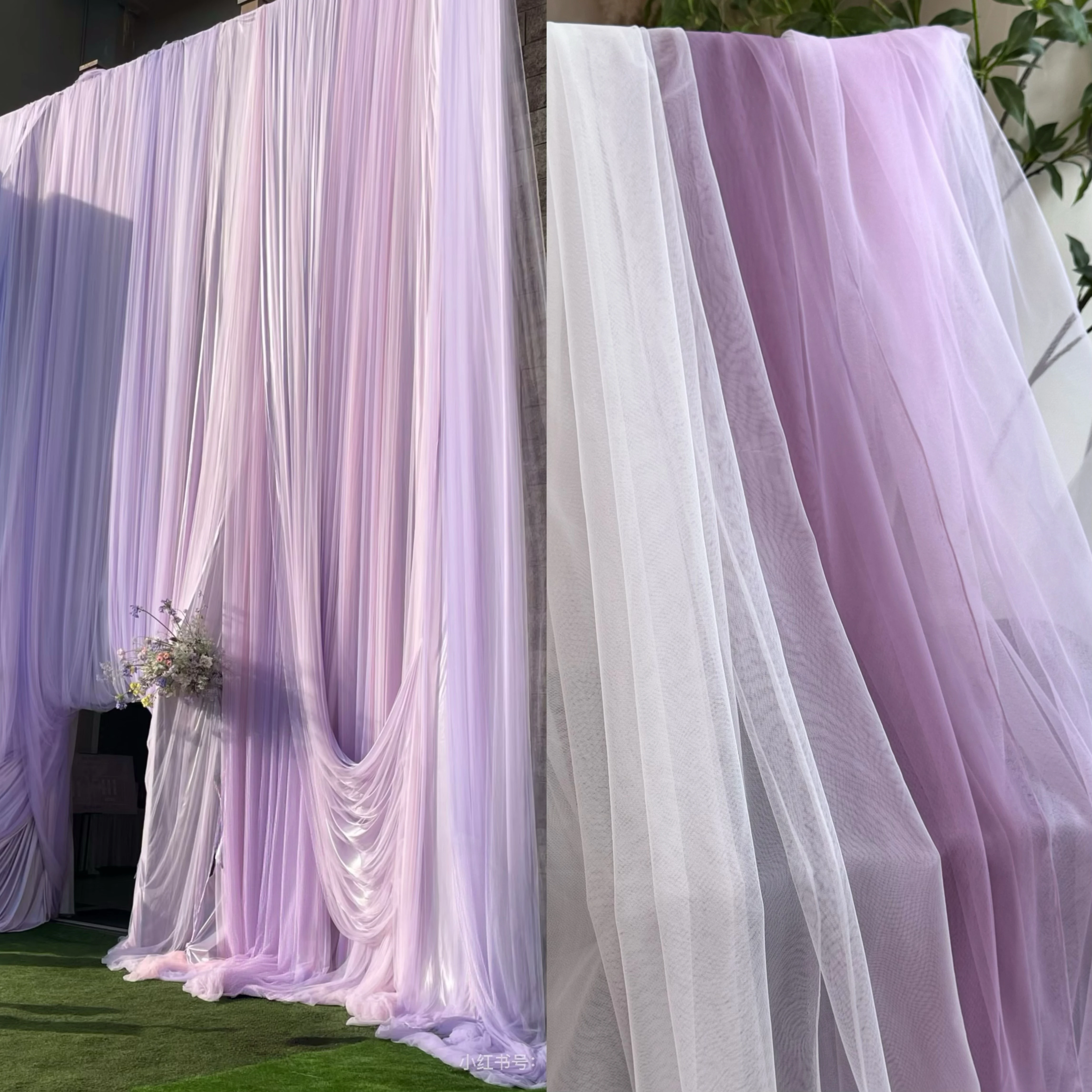 Purple Soft Voile Draping Fabric for Wedding Welcome Background Waterfall Yarn Decoration Flexible Stage Layout Mesh