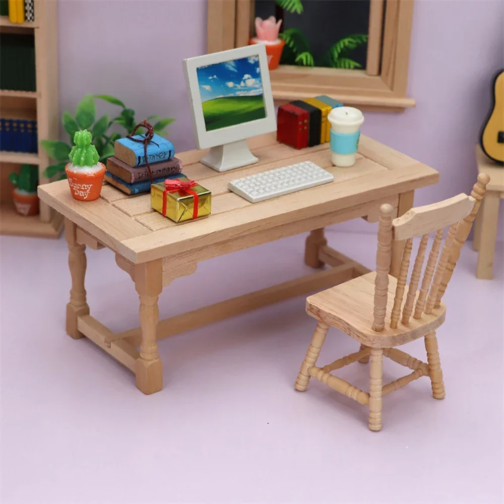 1/12 Puppenhaus Miniatur Holztisch Mini Schreibtisch Möbel Modell Spielzeug für Puppenhaus Zubehör Dekoration ob11 bjd
