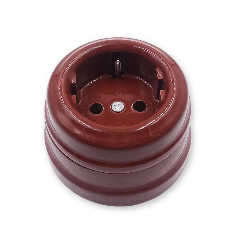 High Quality European Ceramic Socket EU Wall Outlet Black White Brown 16A 110-250V