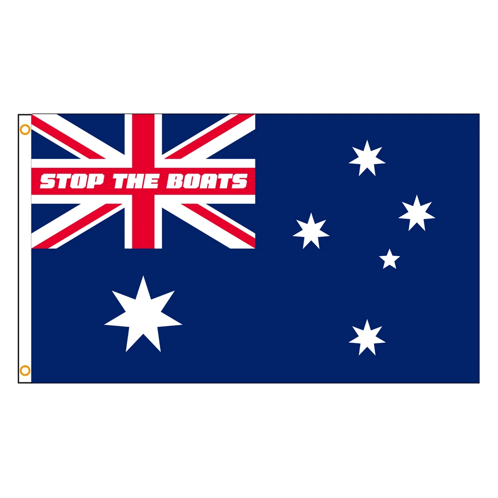 90*150cm STOP THE BOATS Flag of the Australia Polyester Printed Banner Tapestry For Decor