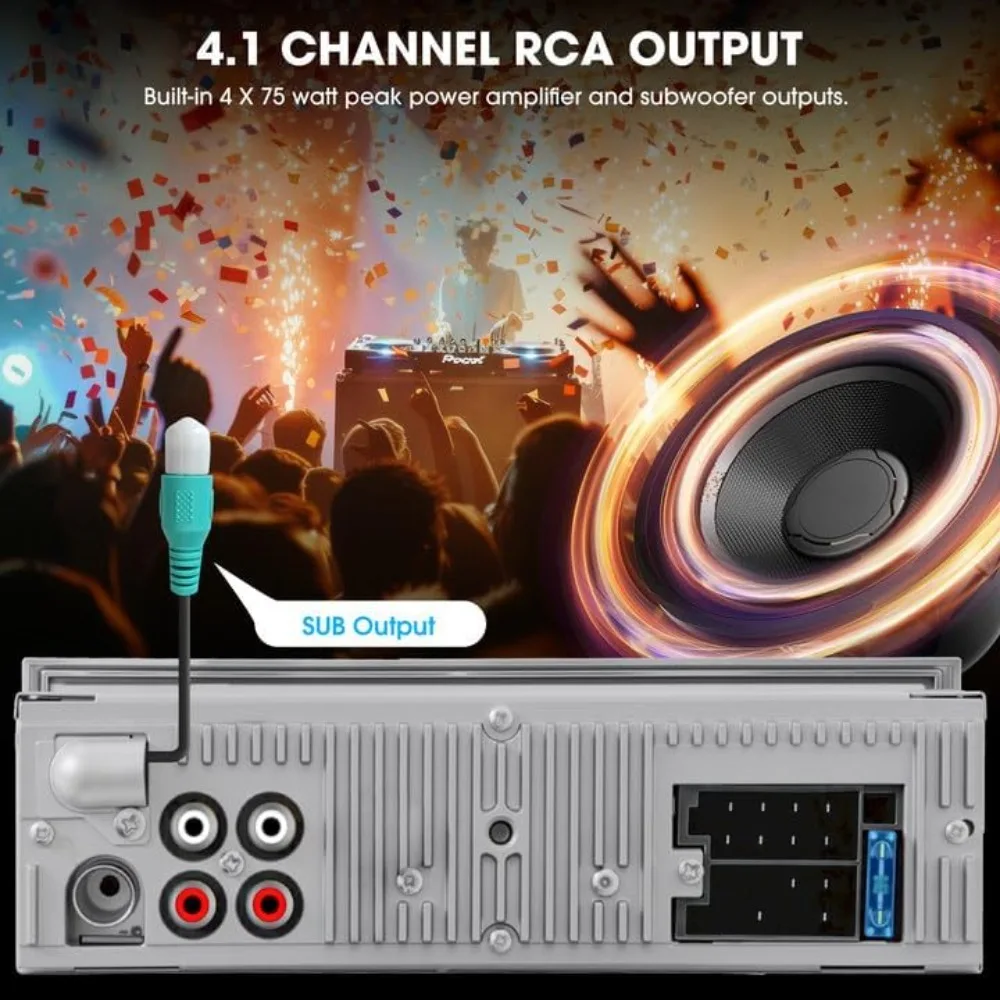 Bluetooth Retro Radio for Classic Cars: Single Din Vintage Stereo with AM FM Tuner, USB AUX Input, Subwoofer RCA Output view 5