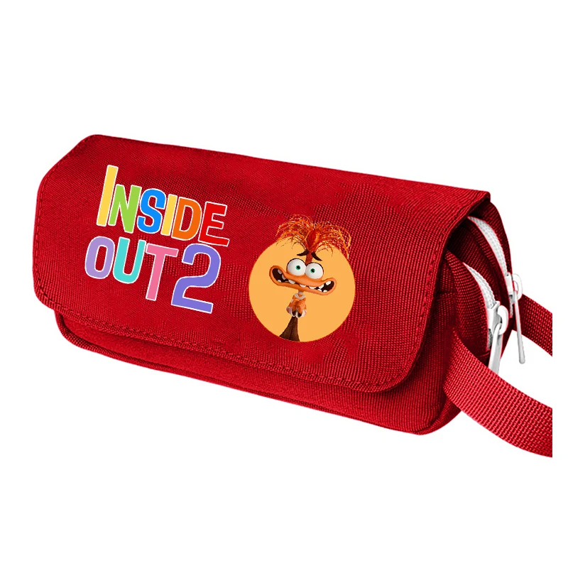 Inside Out 2 Student Stationery Bag Disney Cartoon Pencil Case Anger Joy Sadness Large Capacity Pen Pouch School Supplies Gift