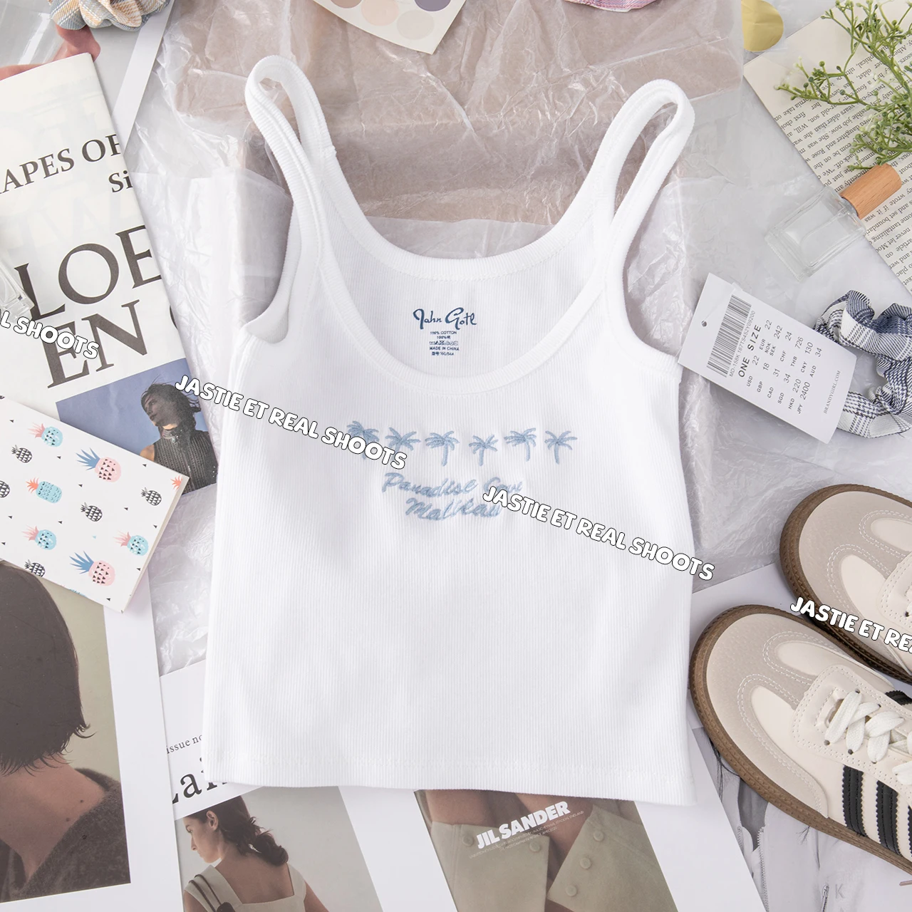 女性のヴィンテージレタリング刺繍スリムクロップトップ、ノースリーブ、ソフトコットン、パッチワーク、セクシー、シック、サマー、ソフト、y2kトップス、2024