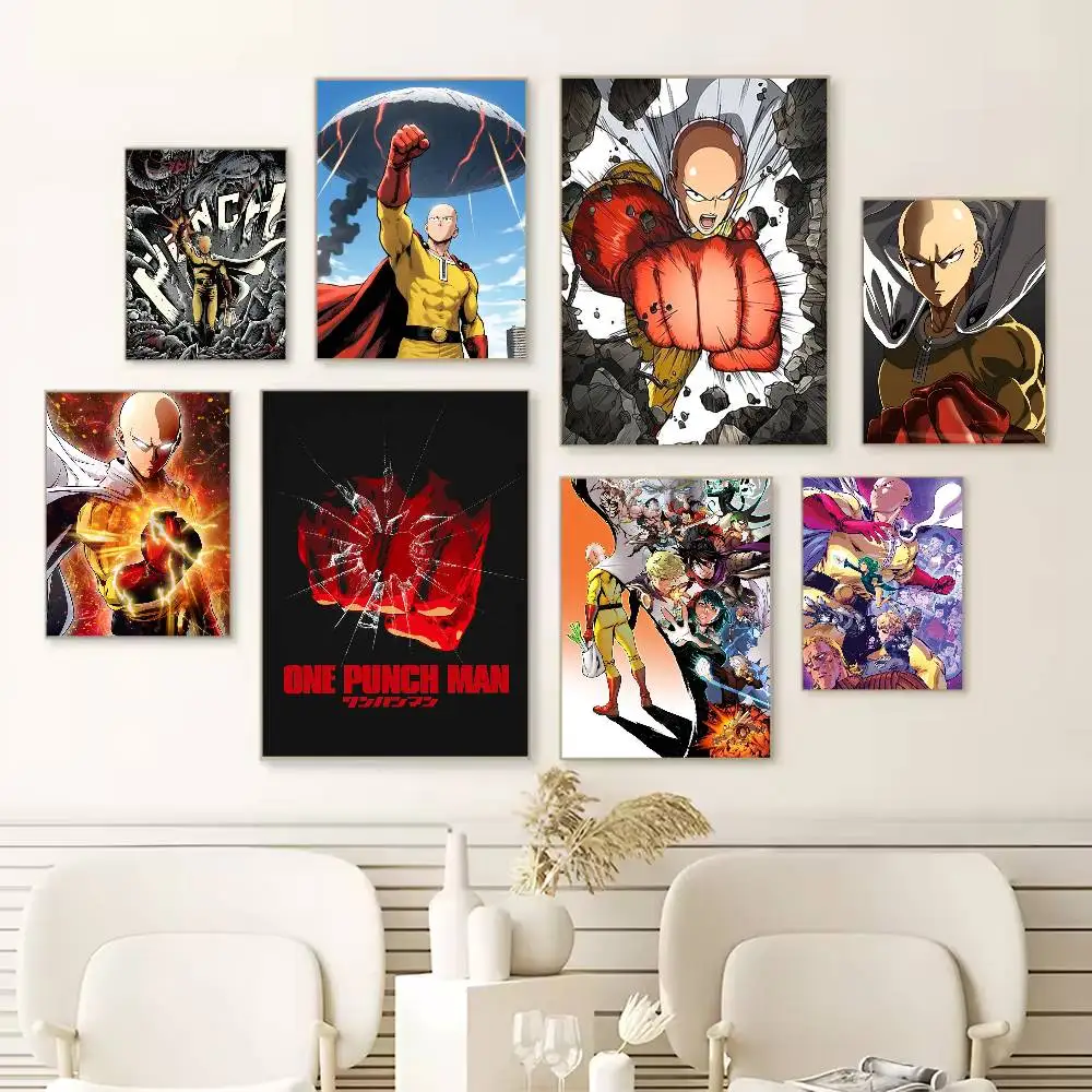 

One Punch Man Poster HD Quality Wall Art Retro Posters For Home Room Wall Decor Self Adhesive