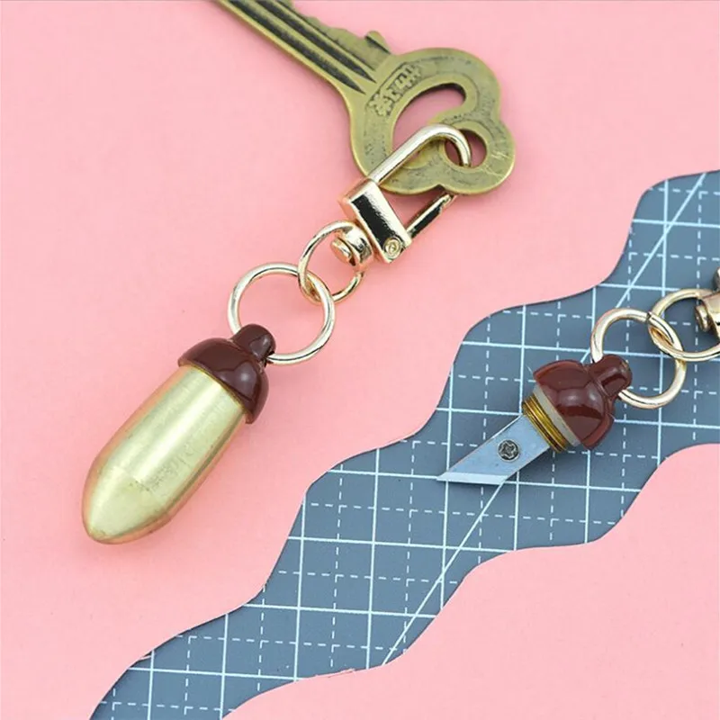 Mini Brass Carrot keyring Knife Portable Open Courier Keychain Utility Knife Outdoor Camping Mini Cut Paper Knife Key chain Gift