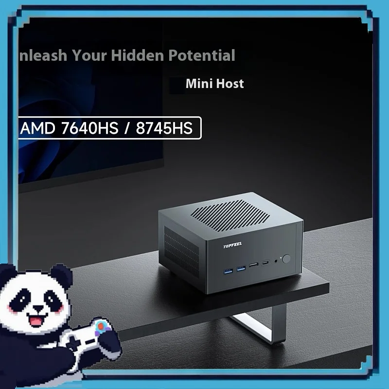 Mini Host AMD8745hs+32g+1t Ddr5 Tutti i materiali in alluminio Supporta Oculink montato a parete Host per computer desktop portatile da gioco per ufficio