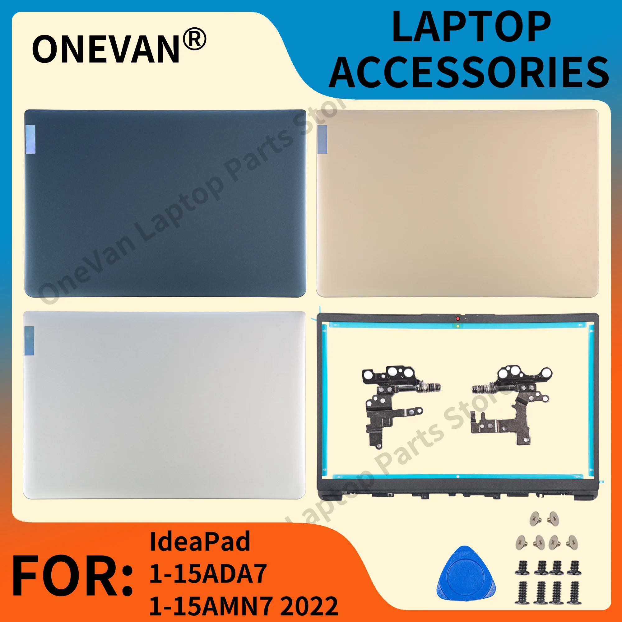 

Новый чехол для ноутбука Lenovo IdeaPad 1 15ADA7 15AMN7 2022, задняя крышка с ЖК-дисплеем, передняя панель, петли, крышка золотого/серебристого/синего цвета, верхний чехол
