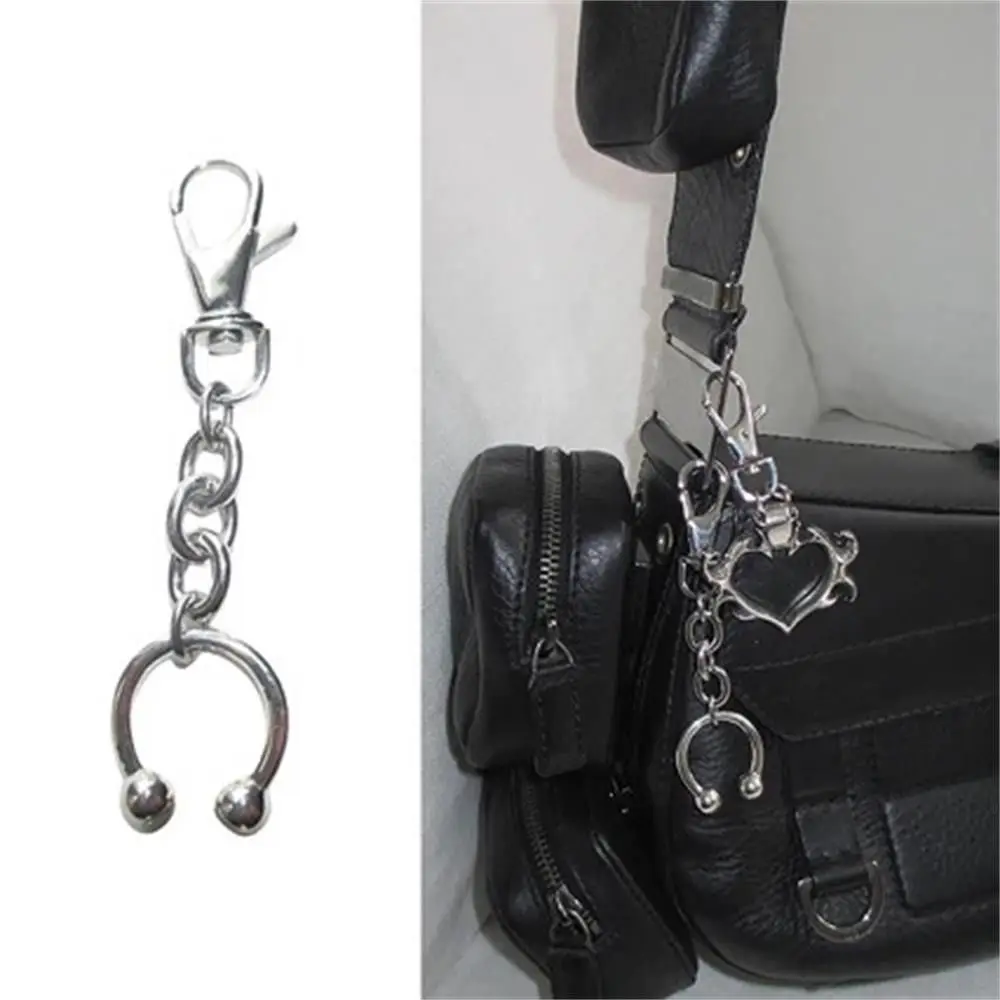 Charms Bags Keychain Horseshoe Nose Clip Pendant Keychain Jewelry Accessories Silver Color Backpack Pendant Punk Style Y2K