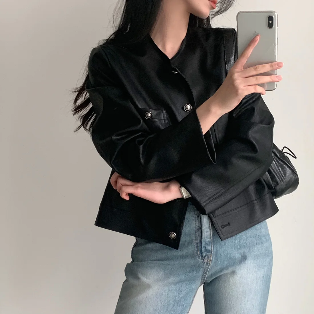 Damska bluzka Jaet ze skóry PU wyszczuplającej, retro, okrągła, luźny krój, zapinana na jeden guzik, uniwersalna, matowa, z motywem kaktusa.