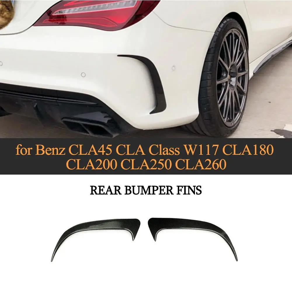 Car Rear Bumper Spoiler Air Vent Cover Trim For Benz CLA W117 CLA45 AMG 2013 - 2019 Carbon Fiber Look Gloss Black