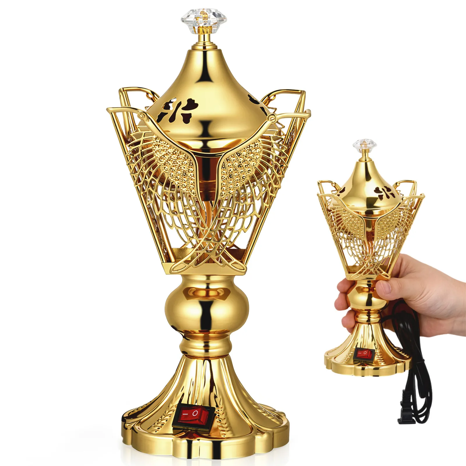 Electric Incense Burner Bakhoor 9-Inch Charcoal Oud Frankincense Resin Decorative for Meditation Yoga Office Home