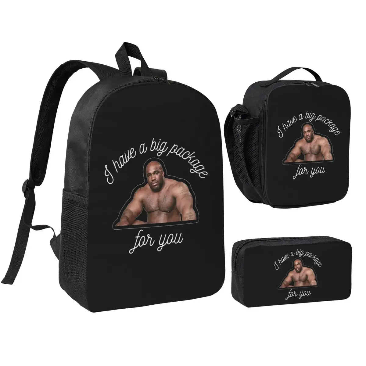 

Barry Wood I Have A Big Package For You Backpack Boys Girls BookBag School Bag Shoulder Bags 3ps Insulated Lunch Bag Pencil Case
