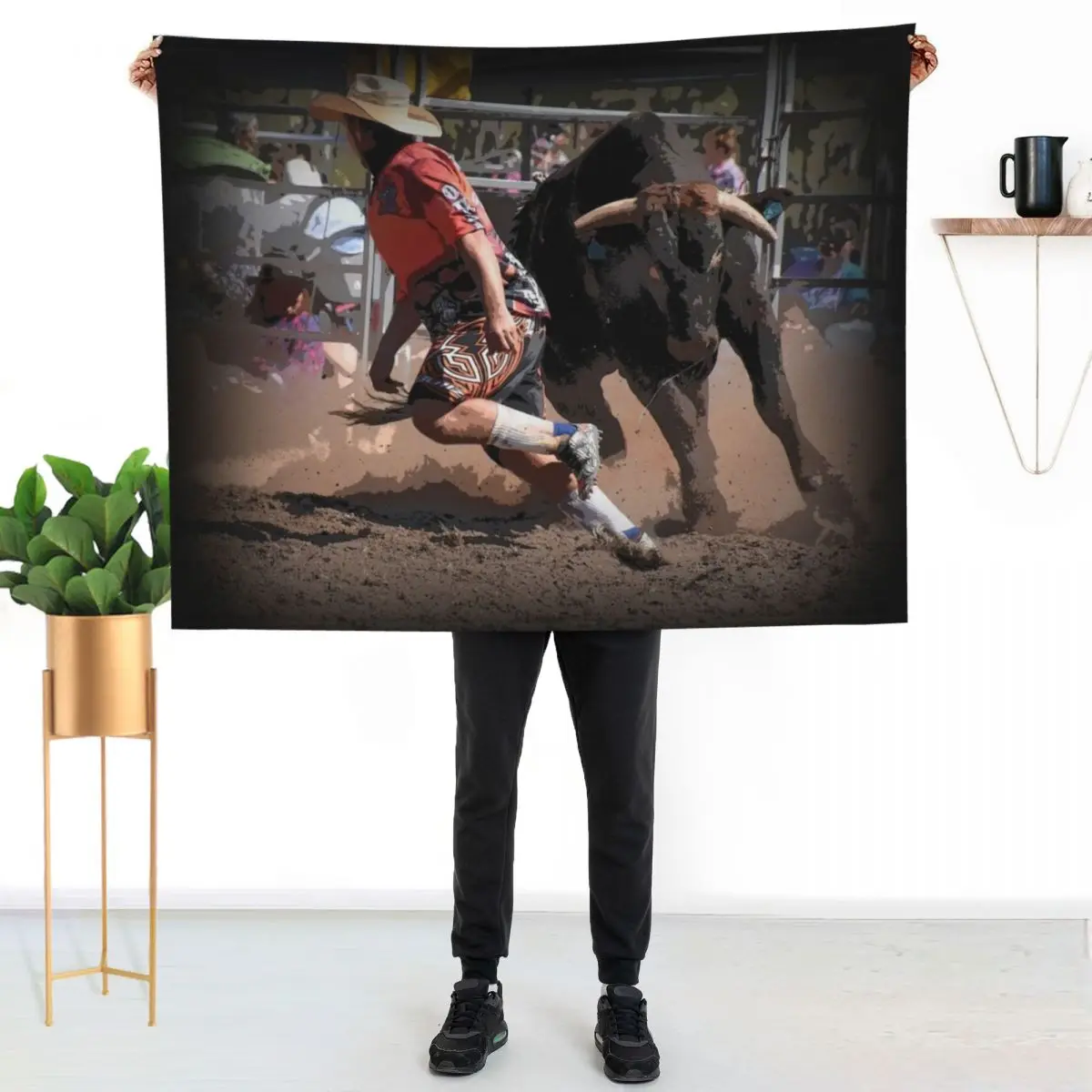 RODEO CLOWNS, RODEO BULL FIGHTERS, RODEO Throw Blanket couch cozy soft plush fuzzy picnic outdoor blanket