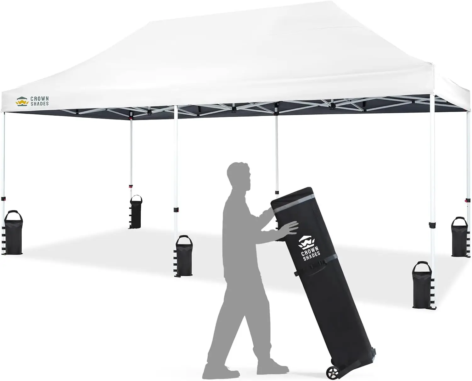 

10x20 Pop Up Canopy Tent - Commercial Canopy Tent with 400D Strength Oxford Fabric,4 Upgraded Weights, Parties & Commercial Use