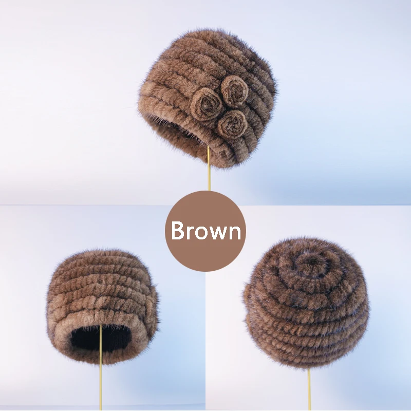 Neue Modische Echte Natürliche Damen Gestrickte Nerzmütze Handgefertigte Strick-Wintermütze Ohne Krempe – Detail 9