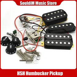 HSH Humbucker Pickup Electric Guitar Pickguard Loaded Pickguard Pre-Wired Pickups for FD ST Electric Guitar White/Black