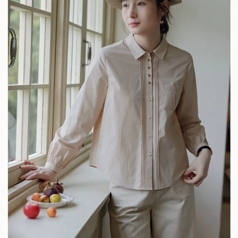 

Pure Cotton Women's Long-sleeved Loose Casual Autumn New Tops Early Autumn Long-sleeved Shirts