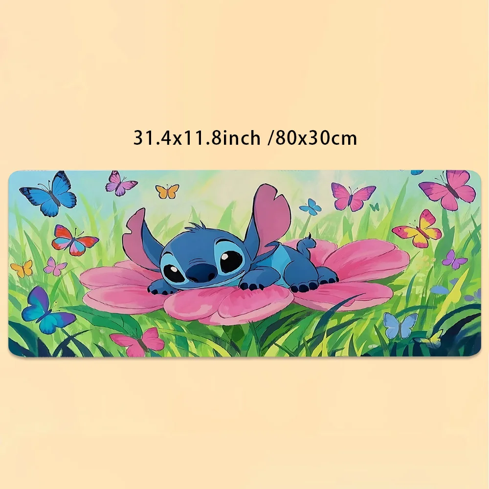 Karakter Kartun Disney Kawaii Stitch, Kupu-kupu Monster Biru, Alas Mouse Gaming Besar dengan Ilustrasi Gambar Tangan, Pri HD Keren