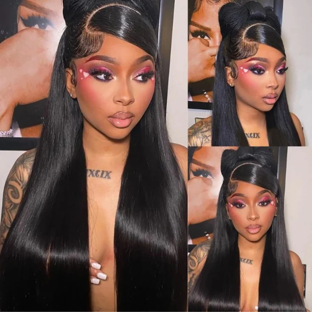 

30-дюймовые парики фронта шнурка 13x6, человеческие волосы, плотность 200, прямые HD парики фронта шнурка, предварительно выщипанные прямые бесклеевые человеческие волосы, натуральные