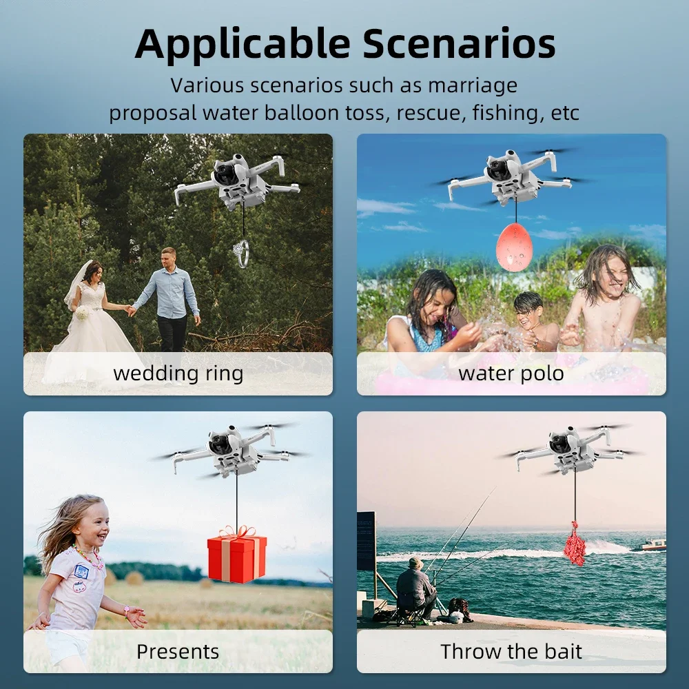 BRDRC Sistema Airdrop per DJI Mini 4 Pro Esca da pesca Fede nuziale Regalo Consegna Fotoensibile Lanciatore Drone Accessori