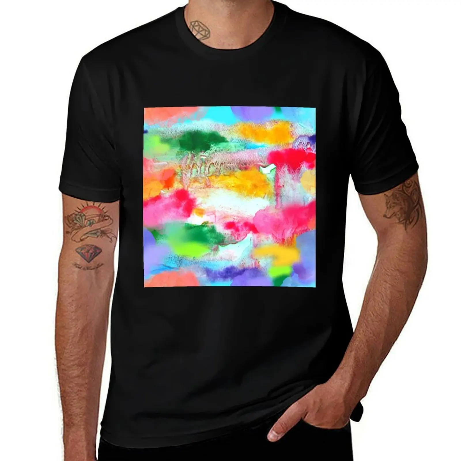 

Arty Colorful Watercolor Rainbow Abstract Paint Pattern T-Shirt boys whites croswit shirt man mens graphic t-shirts pack