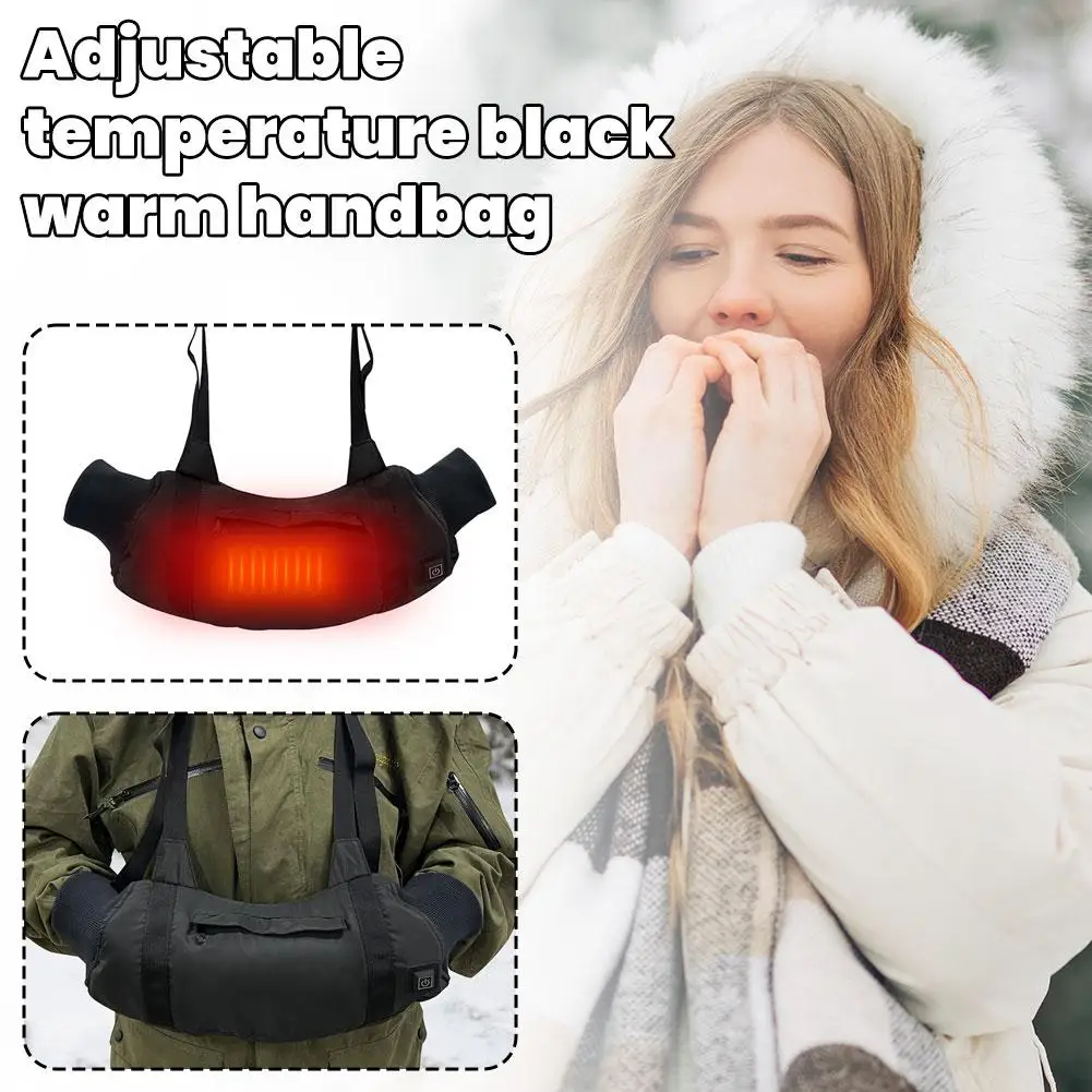 Black Adjustable Temperature Heated Warm Gloves - Hand Warmer Winter Thermal Mittens Relieve Cold Frostbite Outdoor Skiing Gear